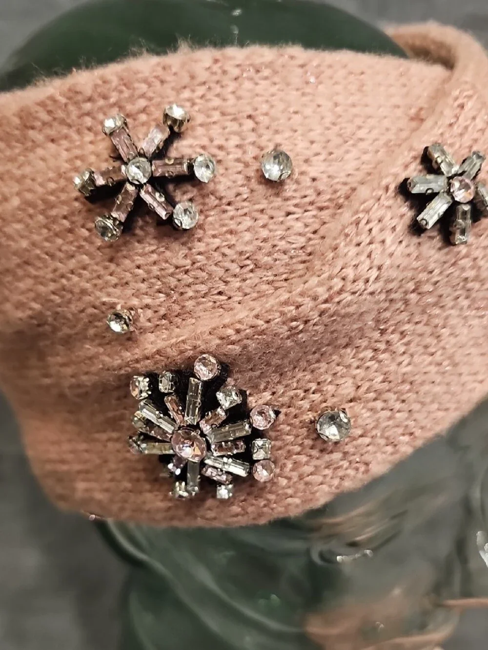 Victoria's Secret Pink Crystal  Knit Headband & Matching Gloves Winter Angel
